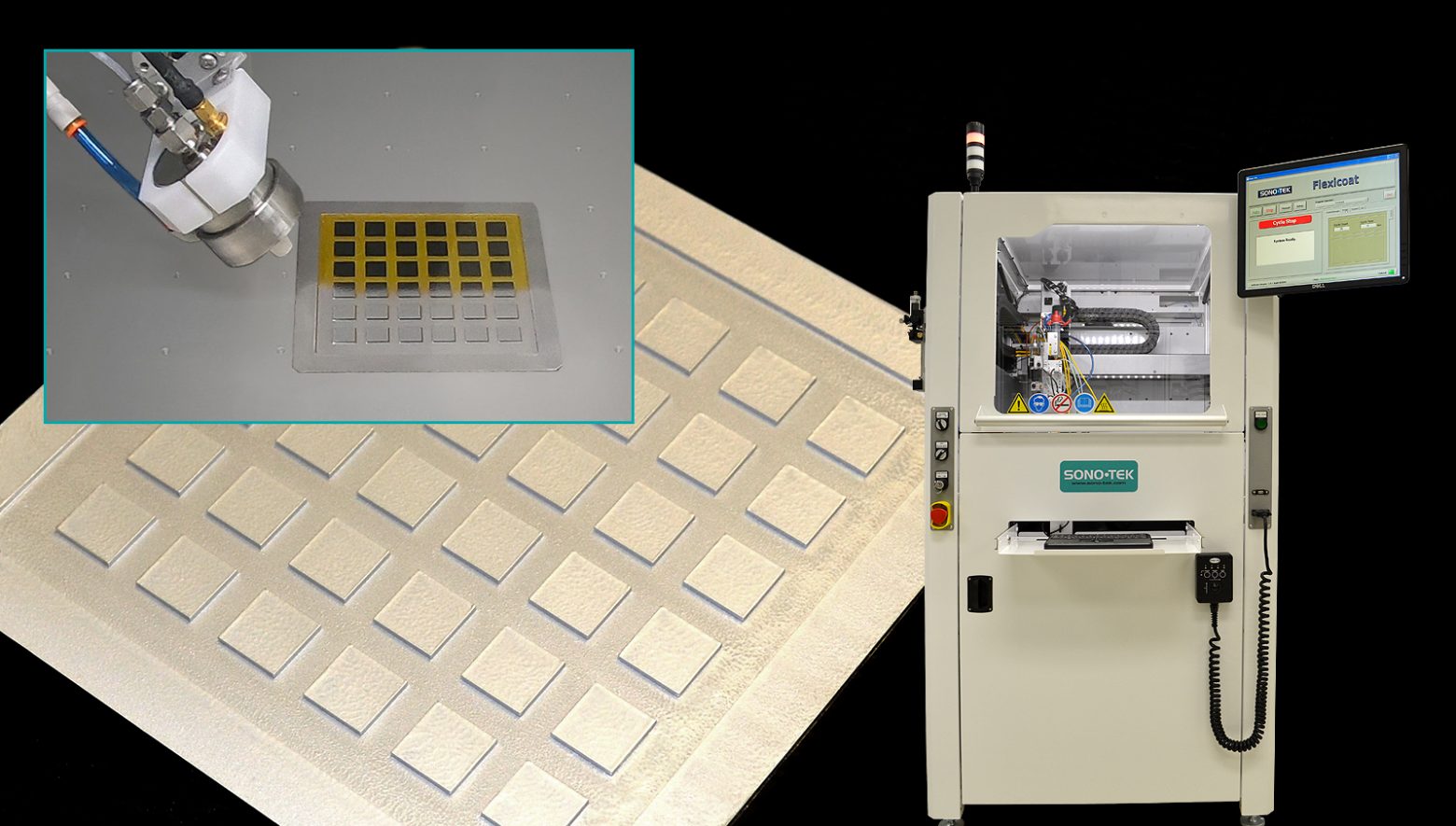 New tek. Ultrasonic pu70. Spray application of a Conformal coating Systems. EMI shielding coating CNT.